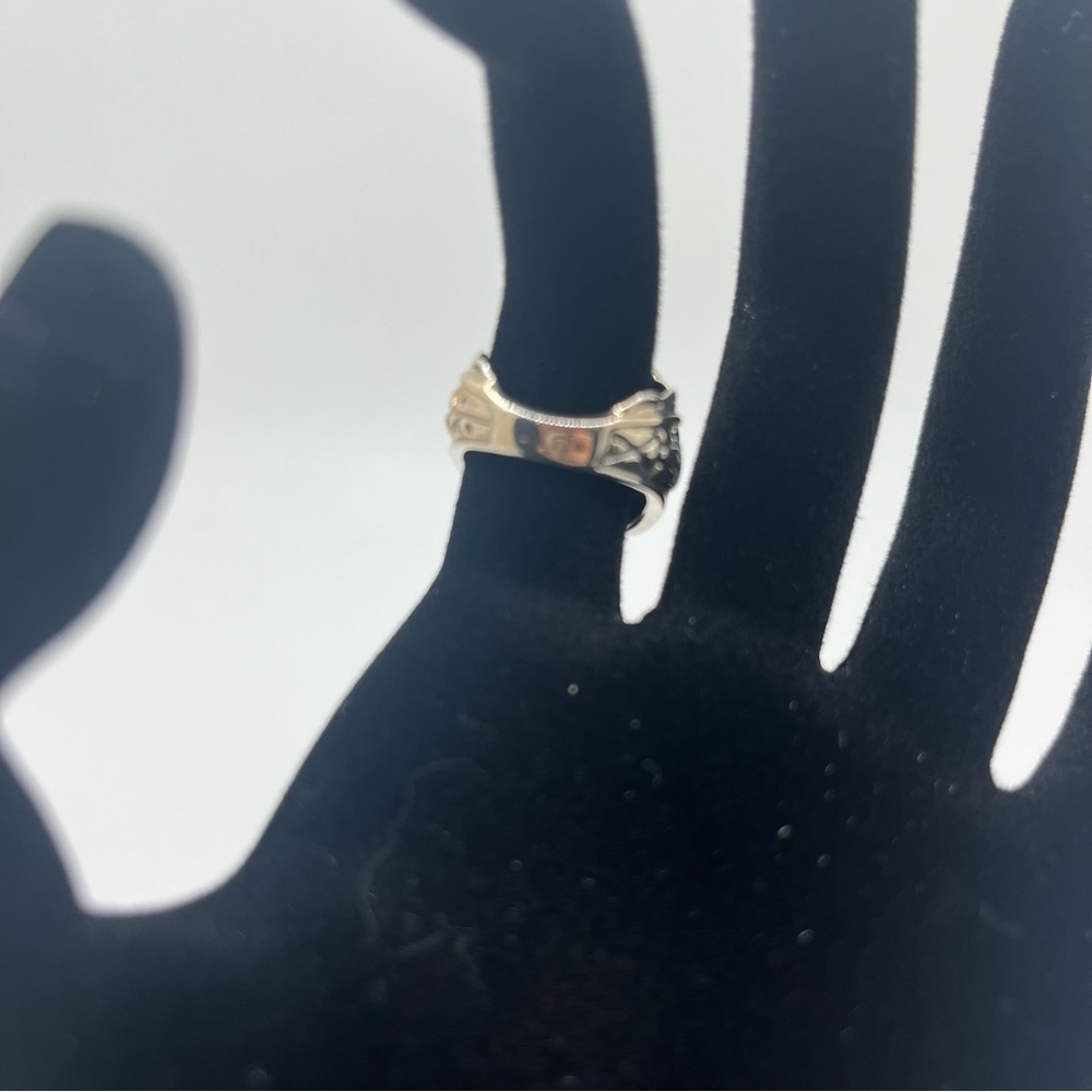 Vintage Sterling Silver Green onyx Statement Ring SZ 5 Southwestern - Picture 9 of 13
